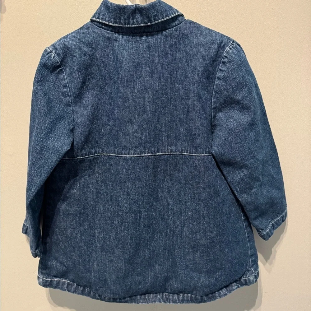 Gymboree Bon Voyage Denim Peacoat Jacket Polka Dot Lined Girls Size 5
